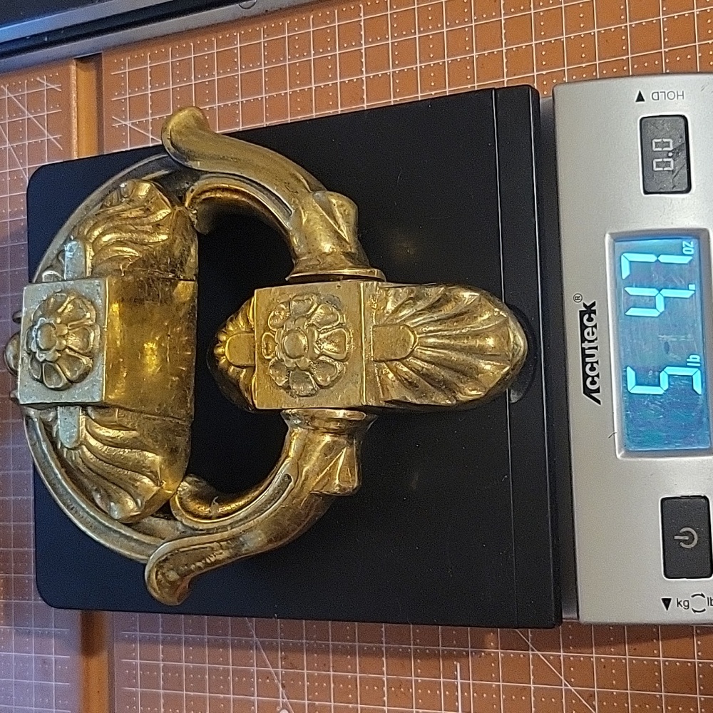 Vintage Heavy Brass Doorknocker 2 Piece Set